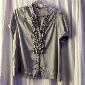 George women’s silver/grey, button up, short sleeved blouse.